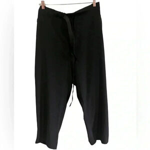 Athleta Womens Black Tuxedo Striped Drawstring Cropped Pants High Rise Pocket